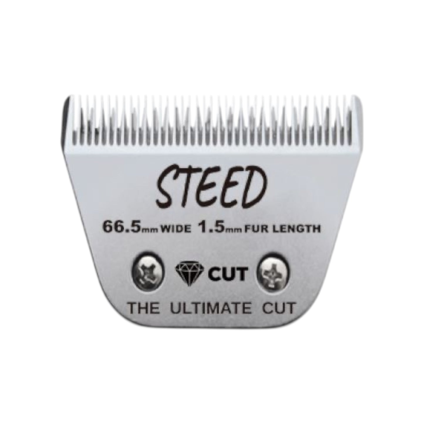 The Diamond Cut #10 Wide (STEED) A5 Clipper Blade, 66.5mm wide with a 1.5mm cut length and diamond icon, offers the ultimate precision for horse or dog grooming.