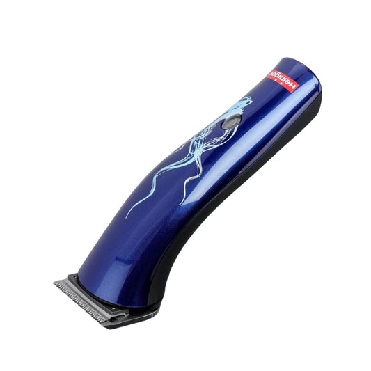 The Heiniger Midi Trimmer Replacement Blade set includes silver 46mm adjustable blades, designed to fit blue Heiniger Midi Trimmers with a white swirl and red brand label near the top.