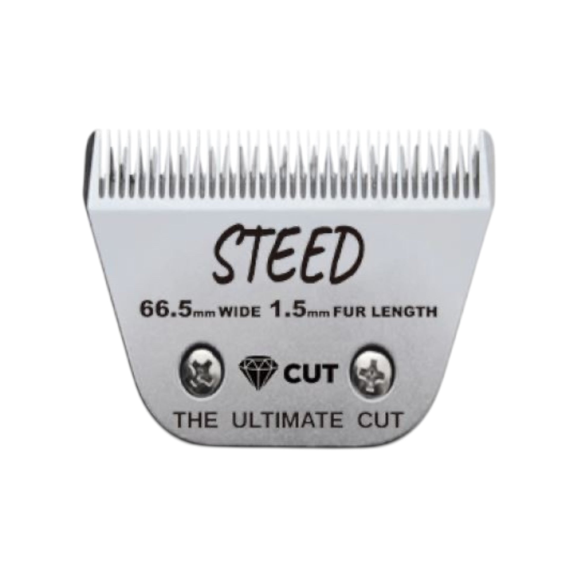 The Diamond Cut #10 Wide (STEED) A5 Clipper Blade, 66.5mm wide with a 1.5mm cut length and diamond icon, offers the ultimate precision for horse or dog grooming.