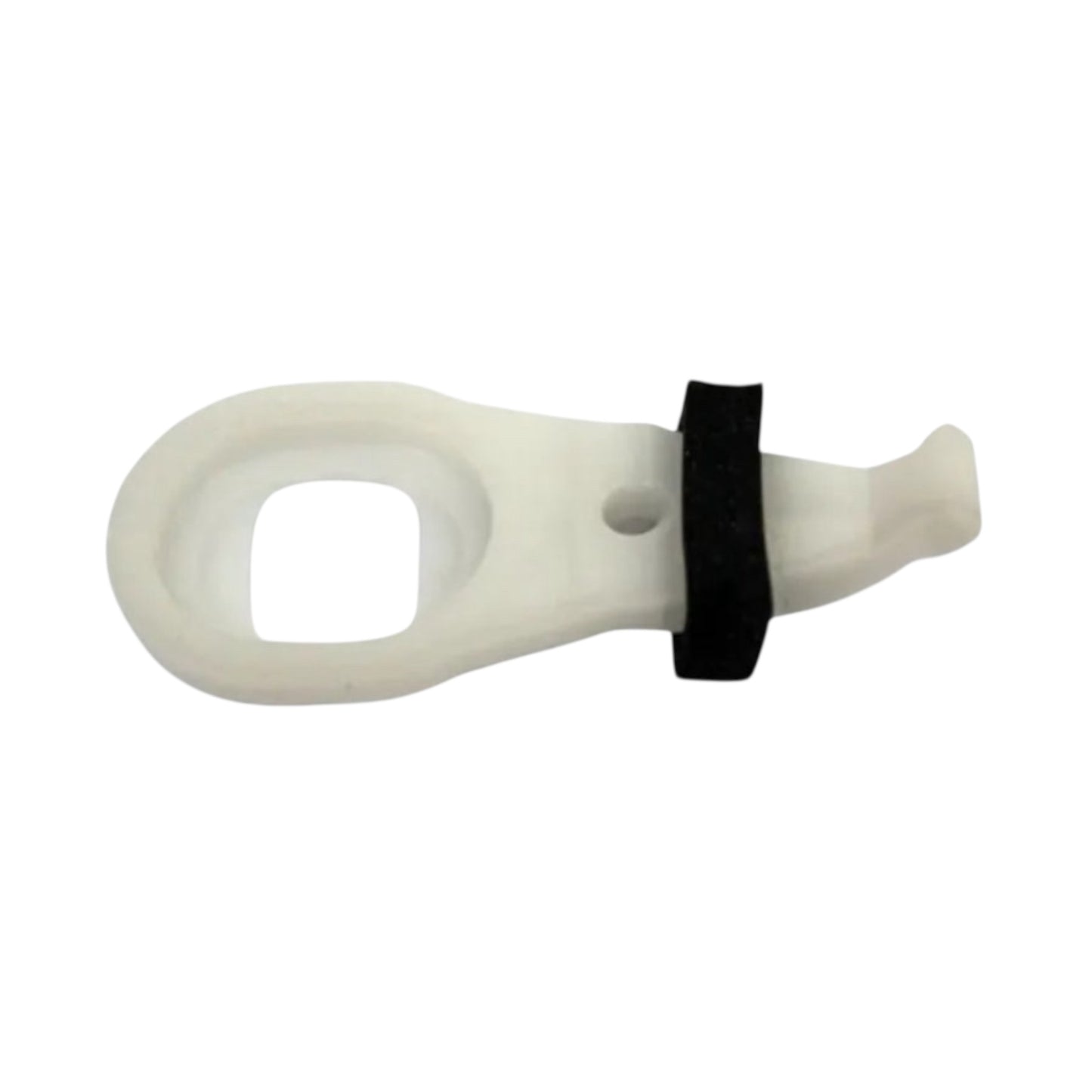 A Wahl Drive Lever for KM2/KMSS, made of white plastic with an oval loop at one end and a small black rubber ring around the middle, shown isolated on a white background.