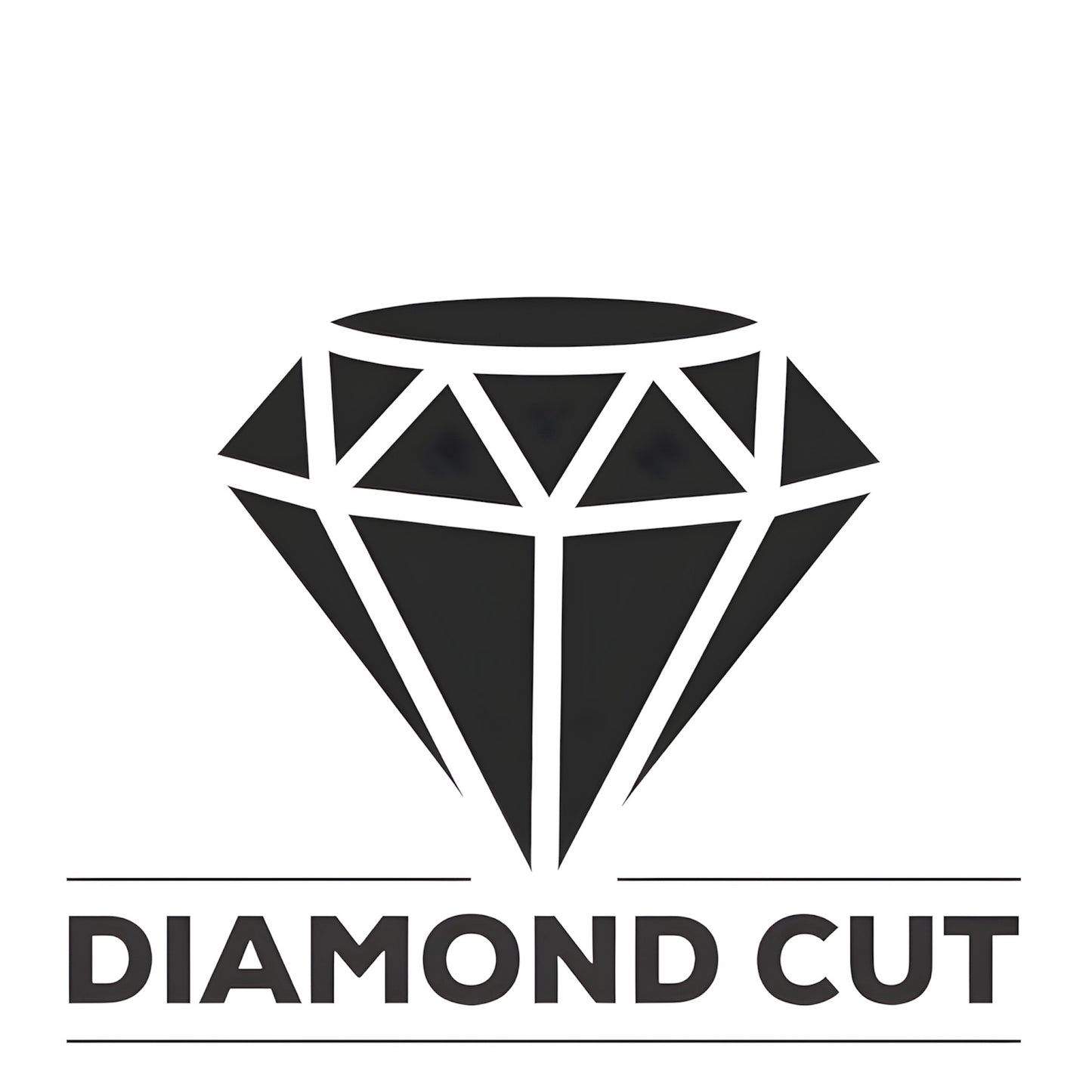 A black and white geometric diamond icon sits above bold "DIAMOND CUT" text with horizontal lines—ideal for representing Clipper Blade Sharpening - DIAMOND CUT BLADES ONLY in Tauranga.