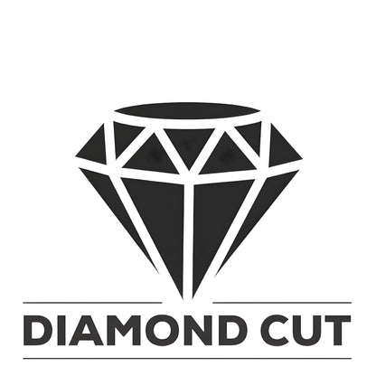 A black and white geometric diamond icon sits above bold "DIAMOND CUT" text with horizontal lines—ideal for representing Clipper Blade Sharpening - DIAMOND CUT BLADES ONLY in Tauranga.
