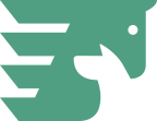 A stylized green logo featuring a winged horse head facing right, with geometric shapes forming the wing and head on a white background.